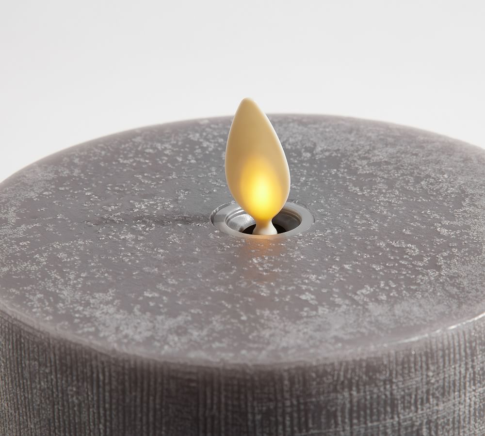 Premium Flickering Flameless Wax Pillar Candles Linen Textured