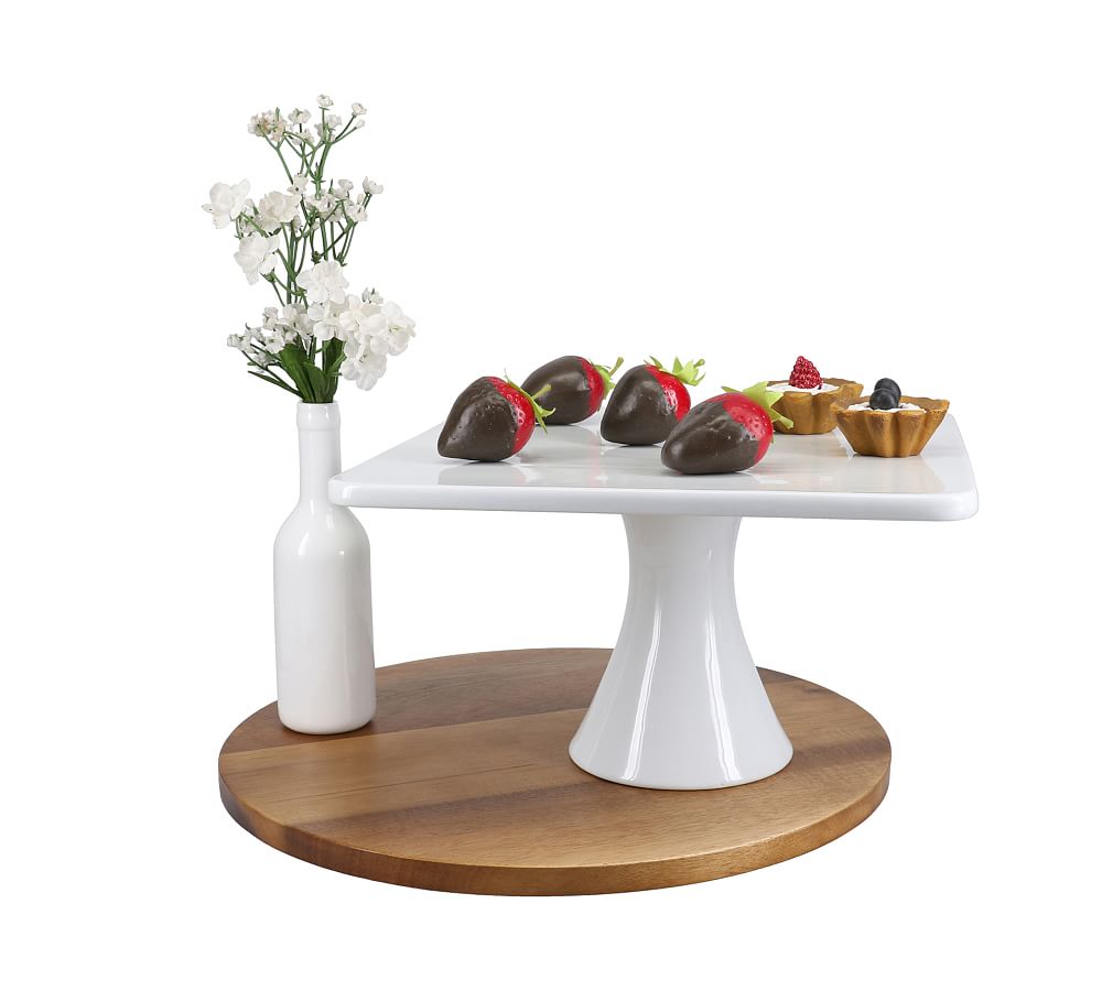 BIA White Porcelain Square Cake Stand | Pottery Barn