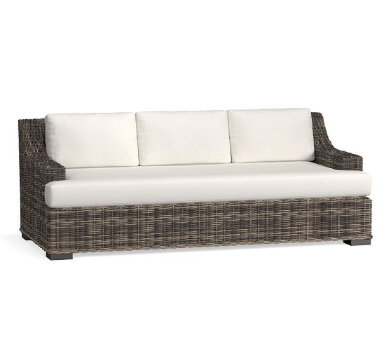 Huntington All-Weather Wicker Slope Arm Outdoor Sofa | Pottery Barn