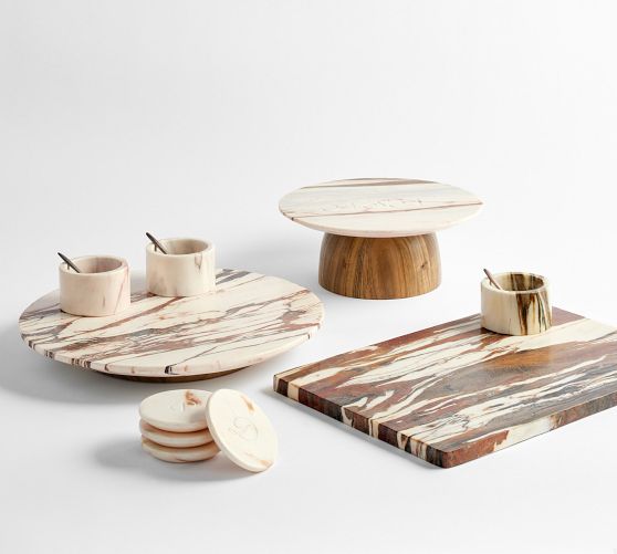 Sweet July Handcrafted Marble Lazy Susan & Bowls Set Pottery Barn
