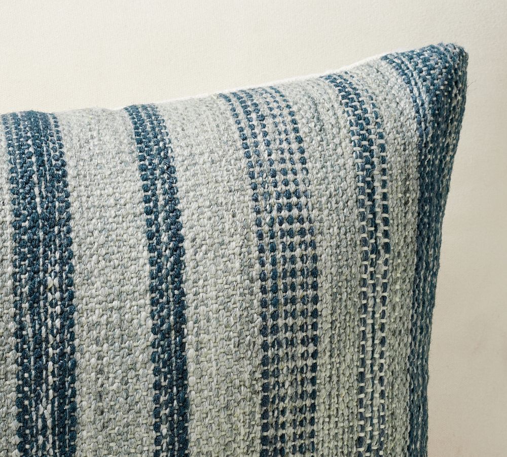 Basia Handwoven Striped Outdoor Lumbar Throw Pillow Pottery Barn