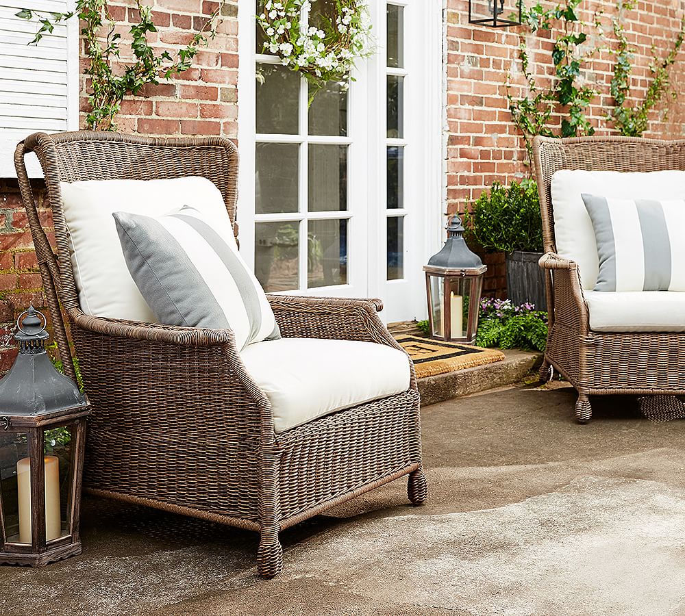 Saybrook Indoor/Outdoor AllWeather Wicker Wingback Lounge Chair Pottery Barn