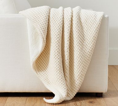 Chenille Waffle Sherpa Back Throw Blanket | Pottery Barn