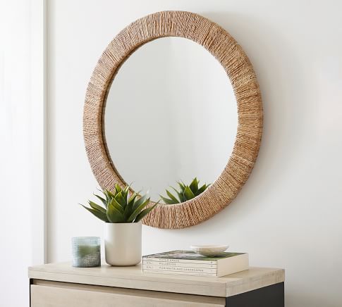 Malibu Handwoven Seagrass Floor Mirror | Pottery Barn