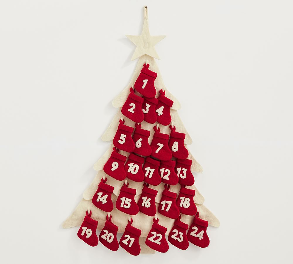 Red Stocking Wool Advent Calendar Pottery Barn