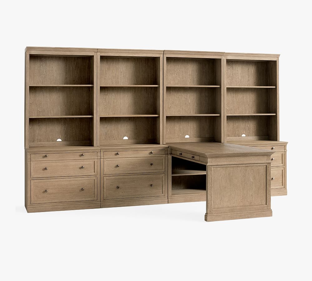 Livingston Peninsula Desk with 140" Bookcase Suite Pottery Barn
