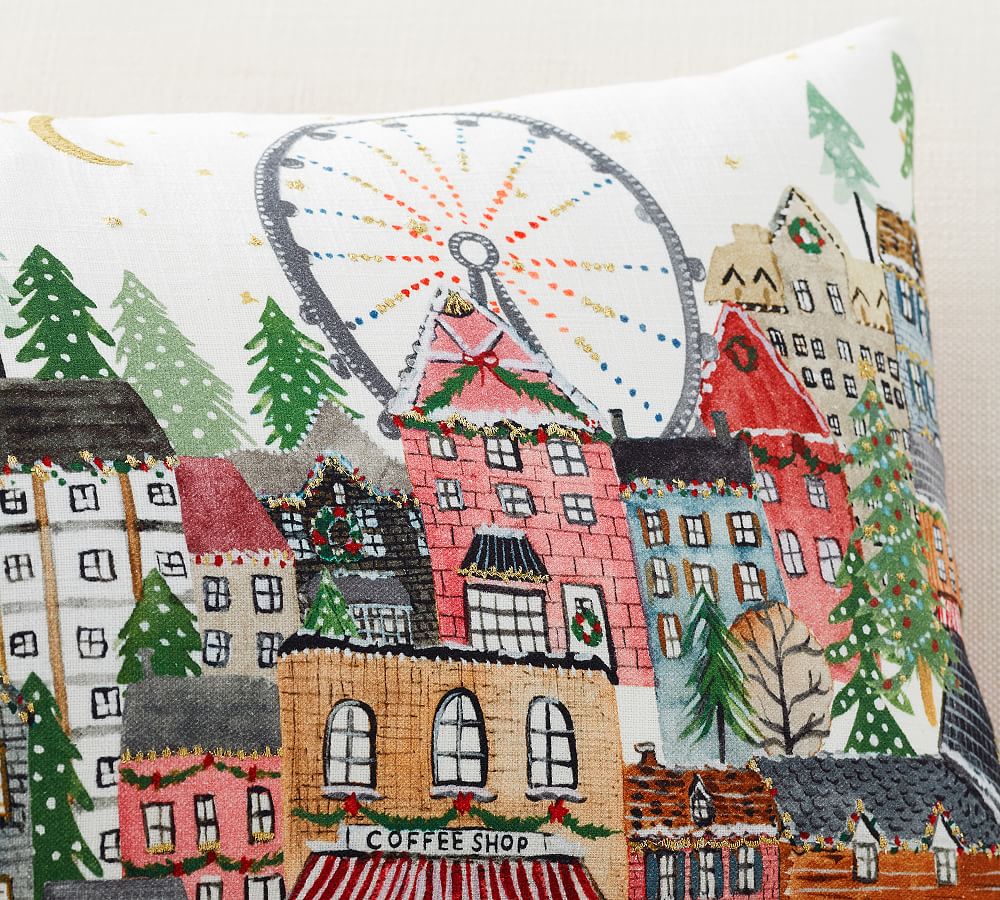 Christmas In The City Lumbar Throw Pillow Cover | Pottery Barn