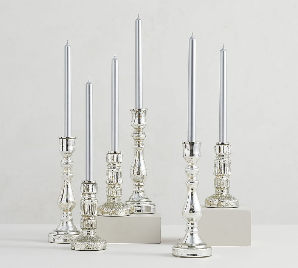 Unscented Silver Taper Candles Set of 6 Pottery Barn