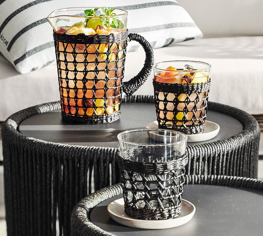 Cane Drinking Glasses Black Pottery Barn