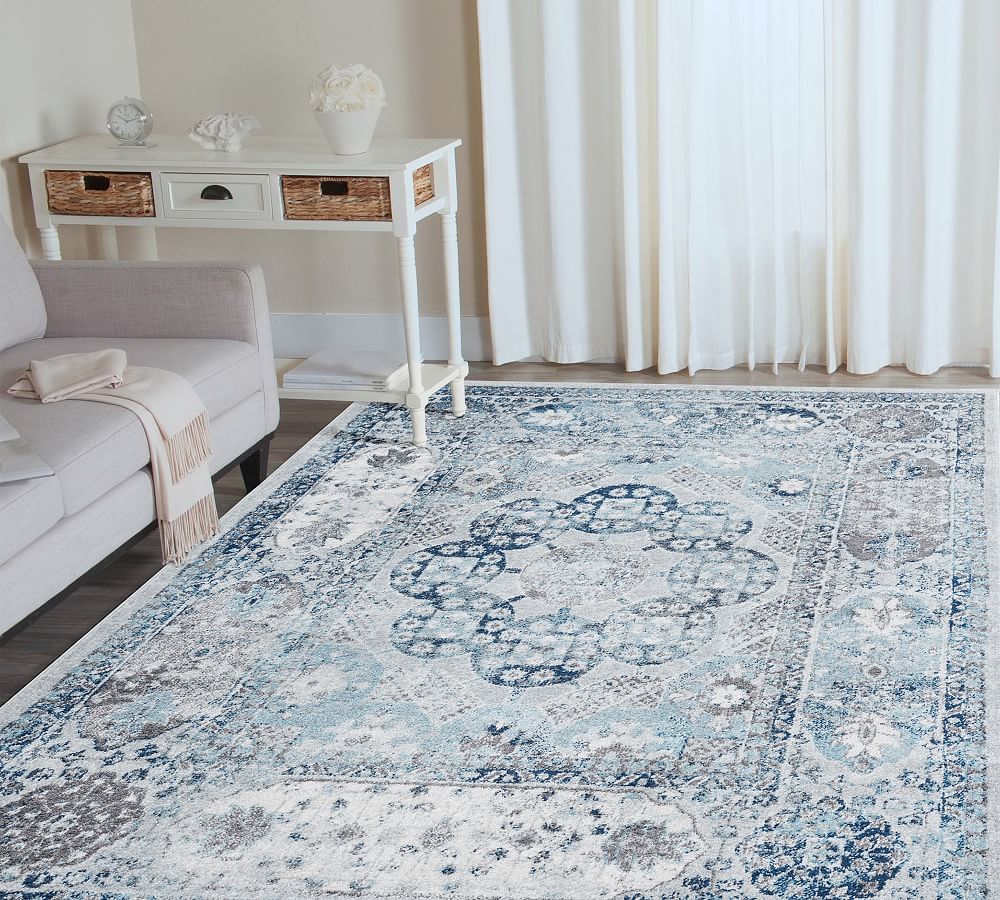 Blue Amaryllis Synthetic Rug | Patterned Rugs | Pottery Barn