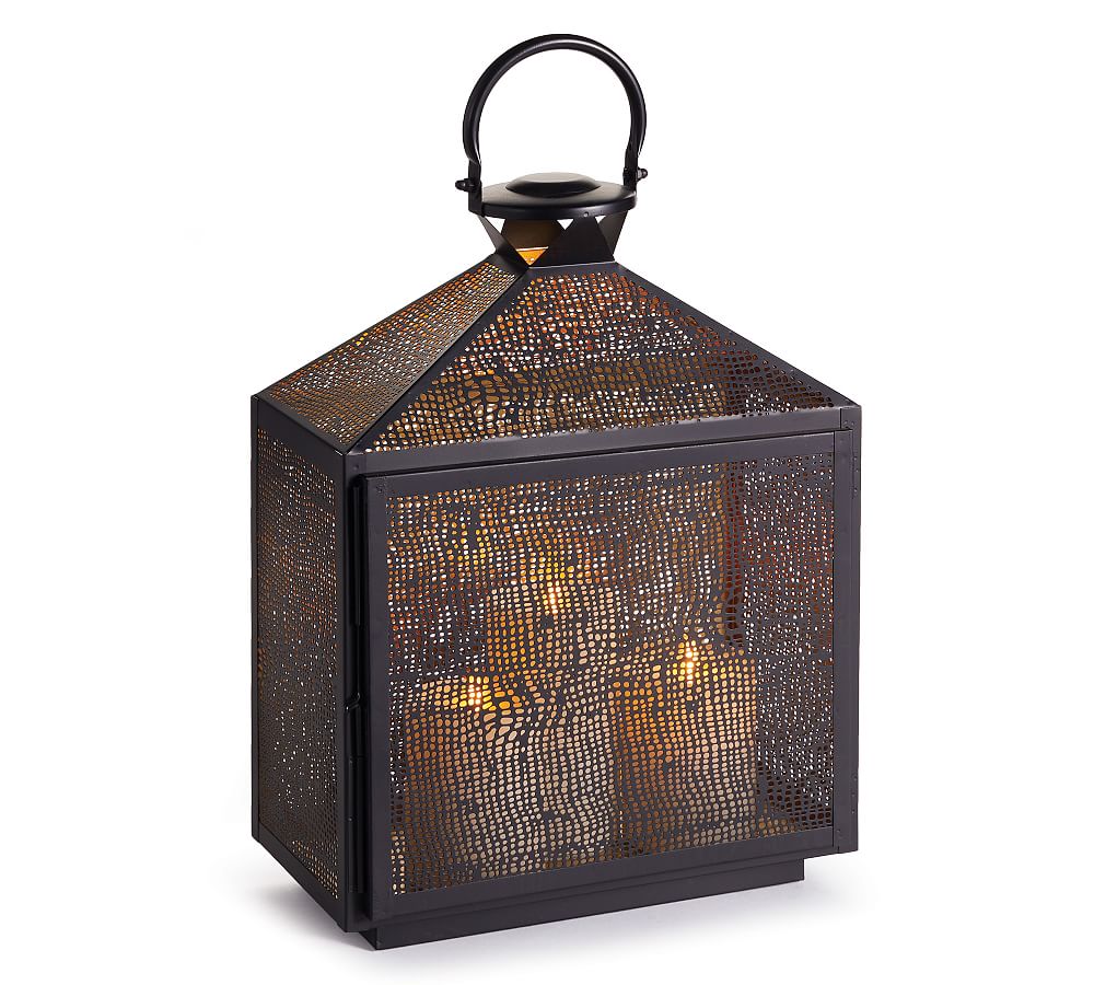Perforated Iron Metal Lanterns, Set of Three