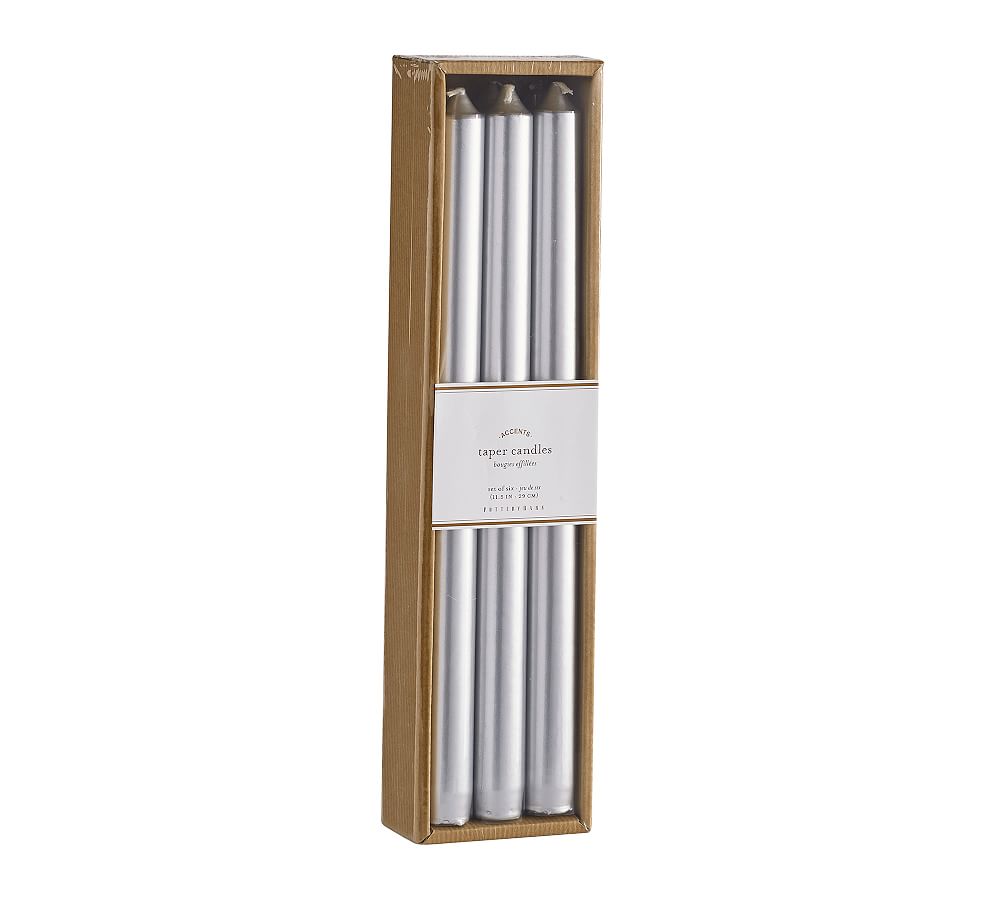 Unscented Silver Taper Candles Set of 6 Pottery Barn