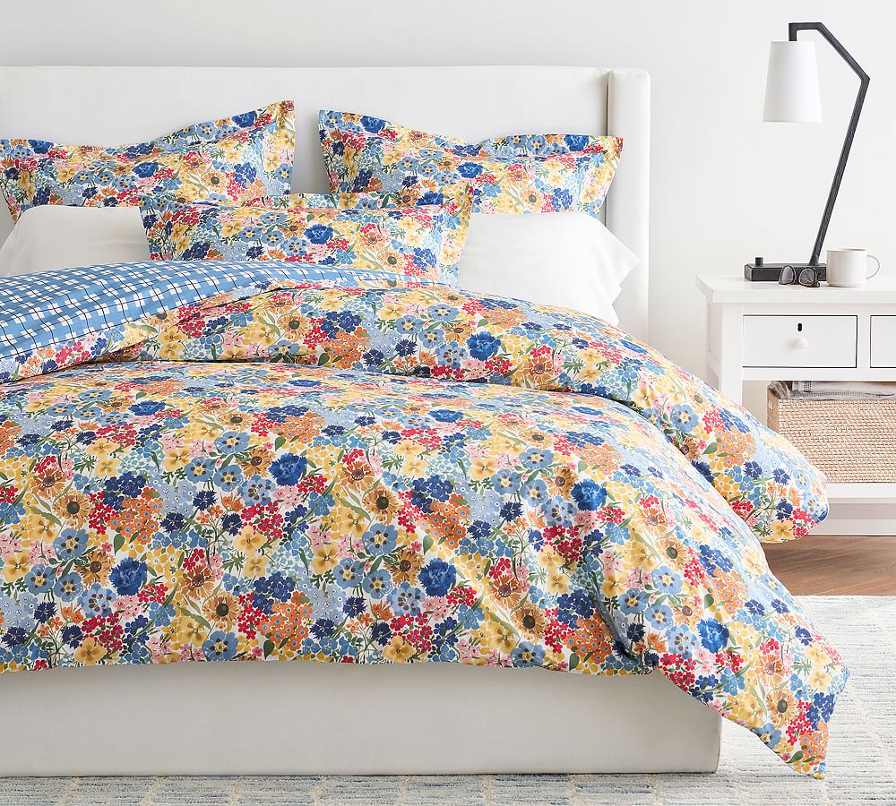 OPEN BOX Willow Floral Reversible Organic Percale Duvet Cover