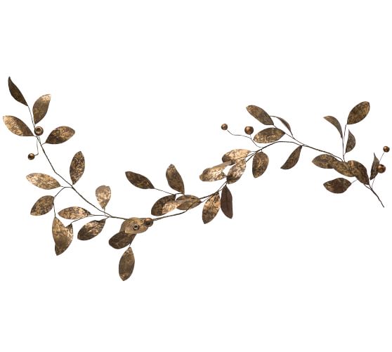 6' Artificial Gold Leaf Garland With Pods Pottery Barn