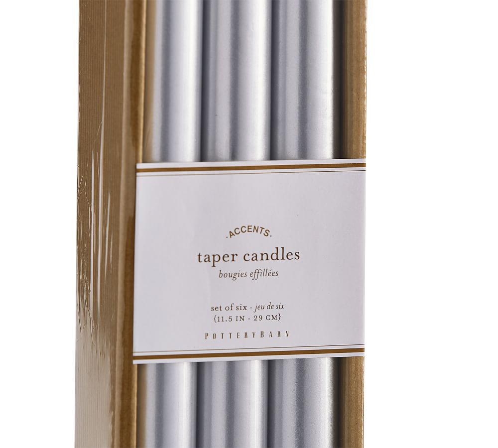 Unscented Silver Taper Candles Set of 6 Pottery Barn