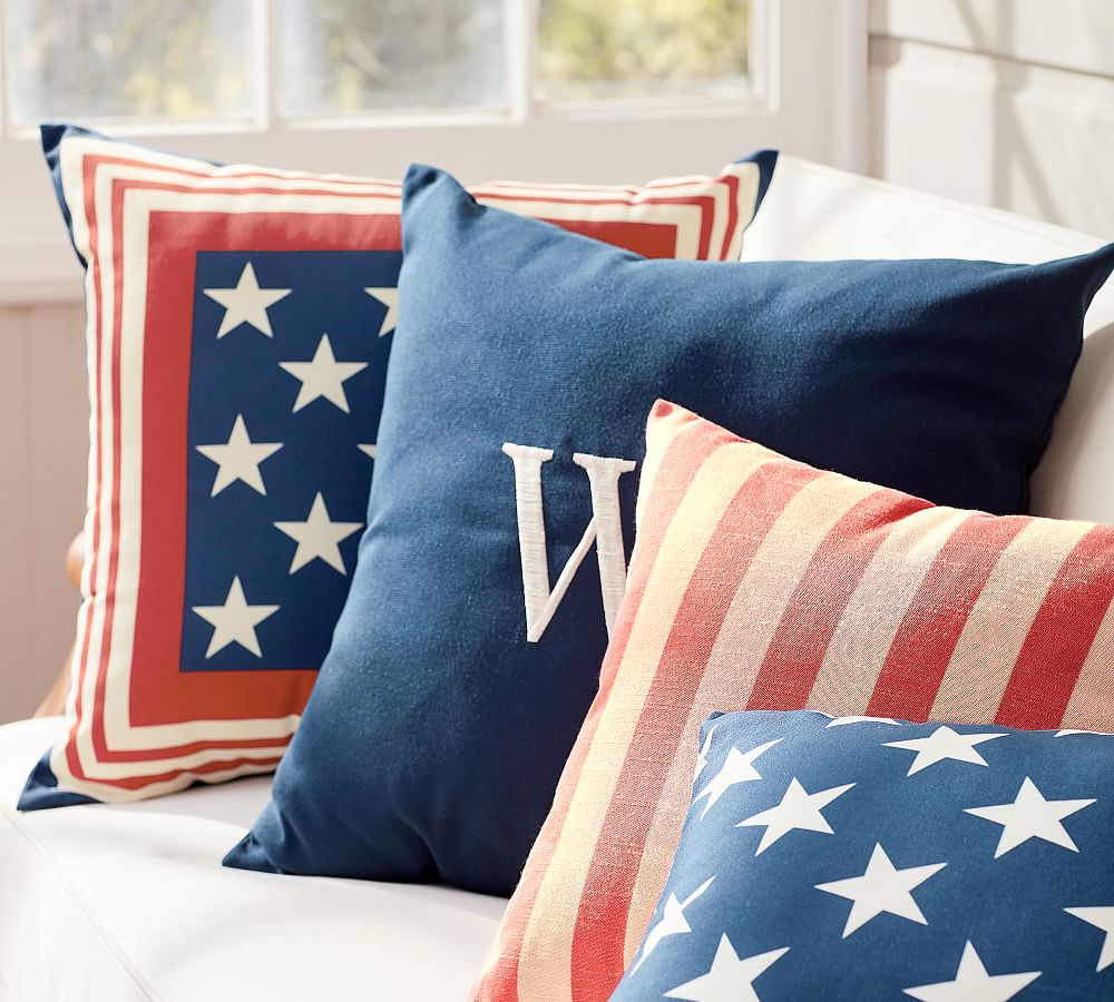 Flag Border Outdoor Throw Pillow | Pottery Barn