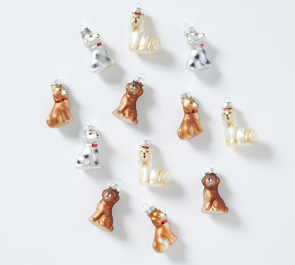 Mercury Glass Dog Ornaments Set of 9 Pottery Barn