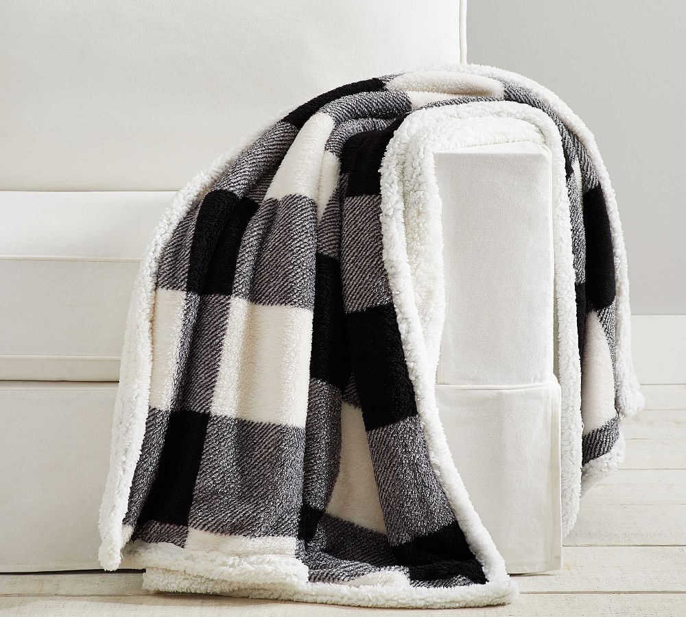 Buffalo Check Sherpa Back Throw Blanket | Pottery Barn