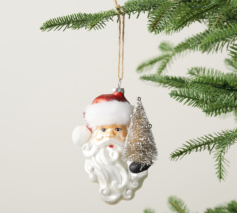 Mercury Glass Santa Ornaments | Pottery Barn