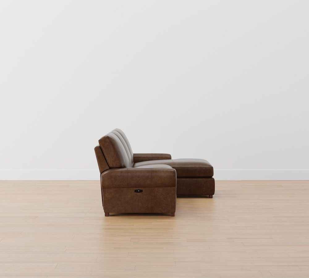 Turner Roll Arm Leather Power Reclining Chaise Sectional Pottery Barn