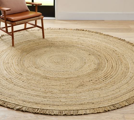 Fringed Braided Round Jute Rug Pottery Barn