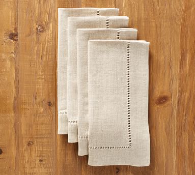 Linen Hemstitch Napkins | Pottery Barn