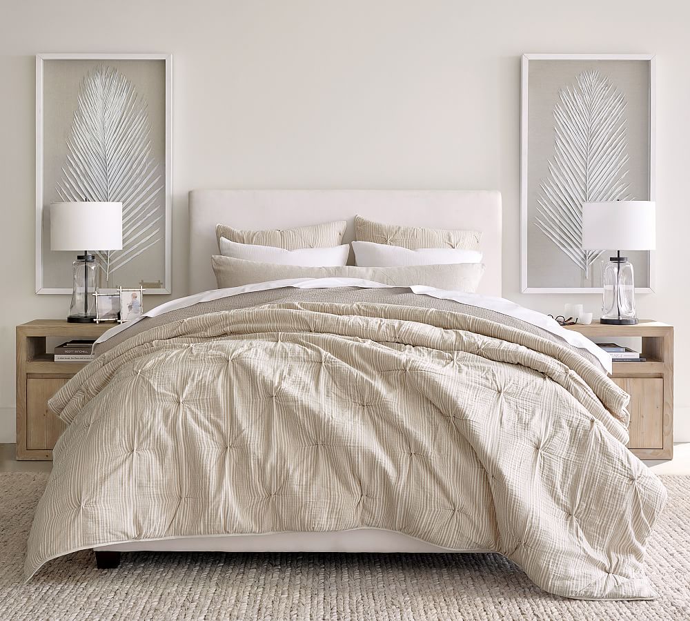 Soft Cotton Striped Handcrafted Quilt & Shams Pottery Barn