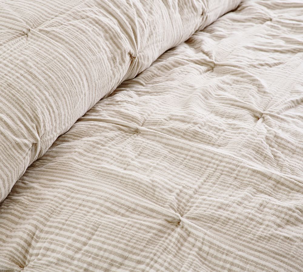 Soft Cotton Striped Handcrafted Quilt & Shams Pottery Barn