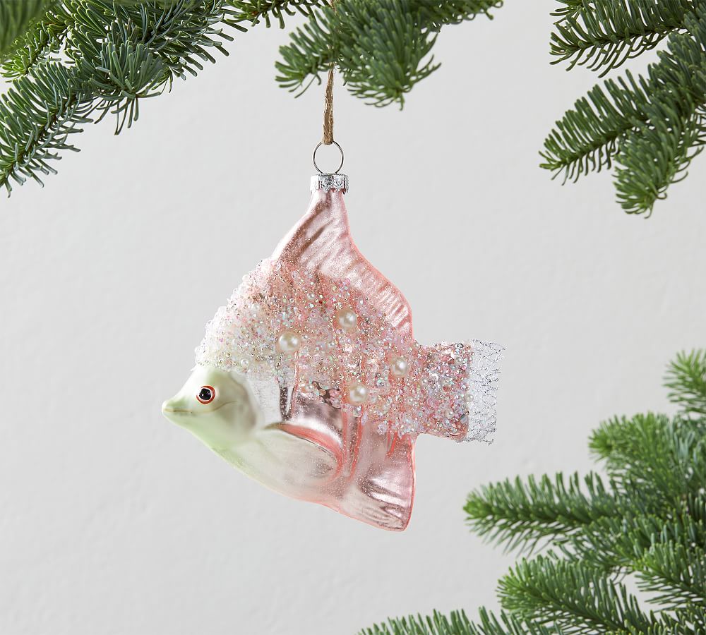 Under the Sea Glitter Mercury Glass Ornaments - Set of 3 | Pottery Barn