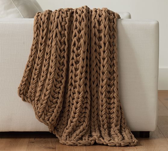 Colossal Ribbed Handknit Throw Blanket | Pottery Barn