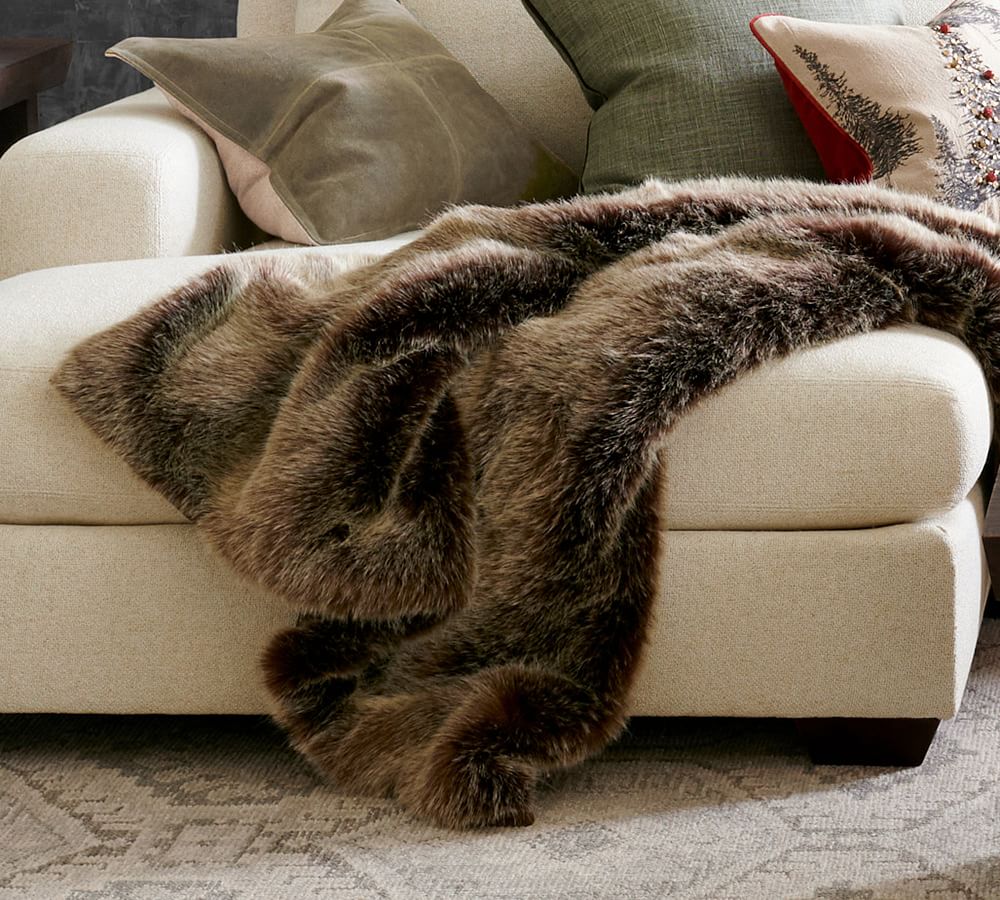 Faux Fur Luxe Mink Throw Blanket Pottery Barn