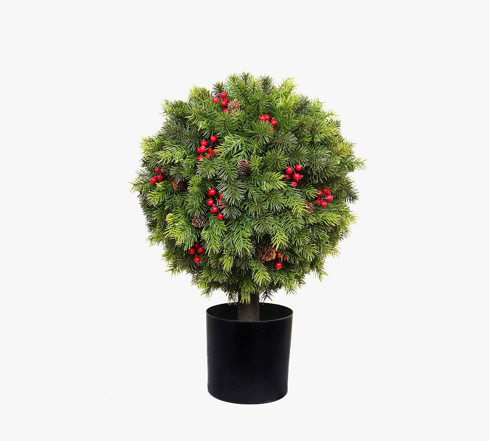 Faux Potted Pine Berry Ball Topiary Pottery Barn