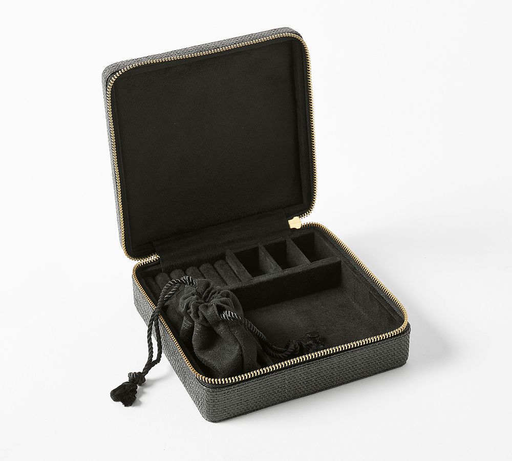 Jewelry Box ~ Black Leather Travel Jewelry Case Box for a 3 Rd
