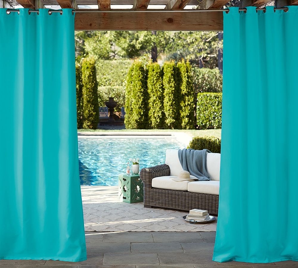 Sunbrella® Solid Outdoor Grommet Curtain | Pottery Barn