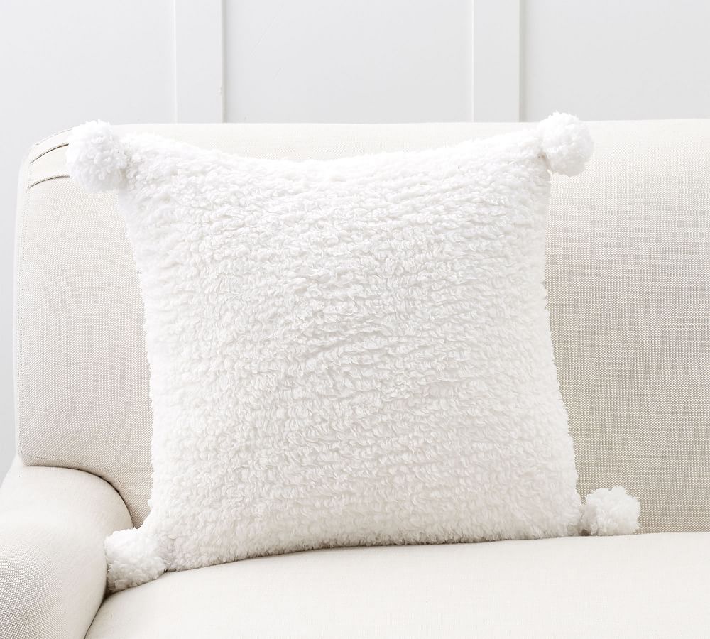 Cozy Pom Pom Sherpa Throw Pillow Cover Pottery Barn