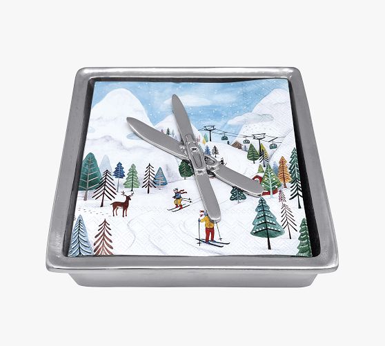 Ski Day Recycled Sandcast Aluminum Napkin Holder Set Pottery Barn