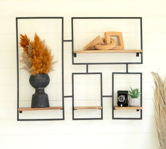 Tucker Repurposed Wood & Metal Vertical Wall Shelf Pottery Barn