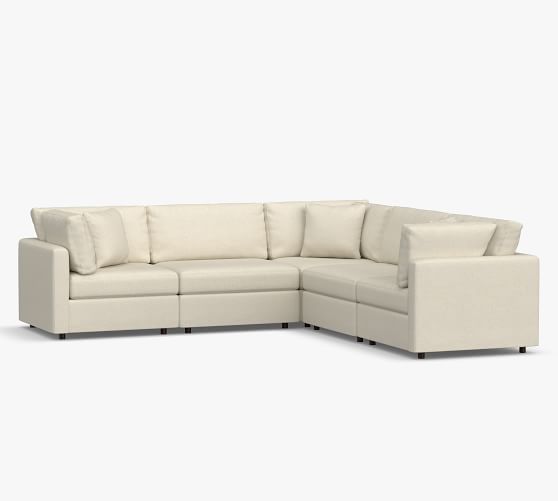 Modular Square Arm Upholstered 5-Piece L-Shaped Sectional | Pottery Barn