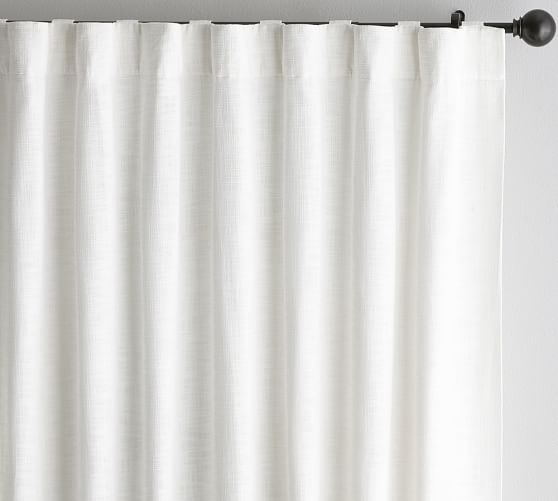 Custom Seaton Textured Cotton Curtain - White | Pottery Barn