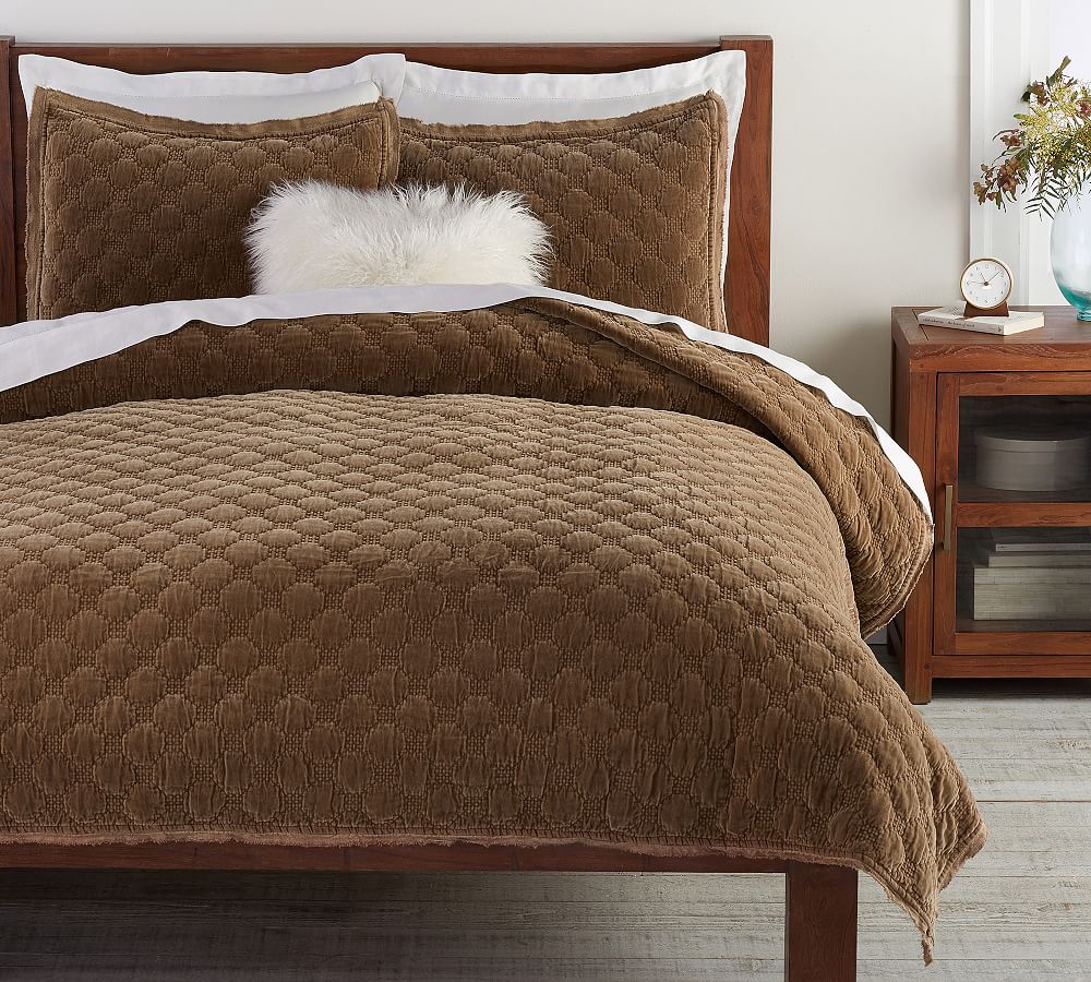 Velvet Lattice Quilted Pillow Shams Pottery Barn