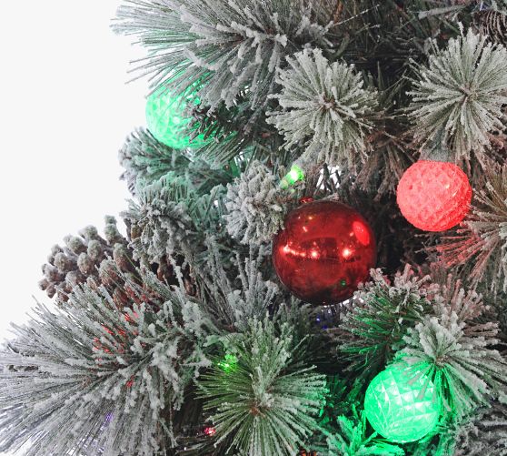 Lit MultiColored Flocked Pine Faux Christmas Tree 4.5 Ft. Pottery Barn