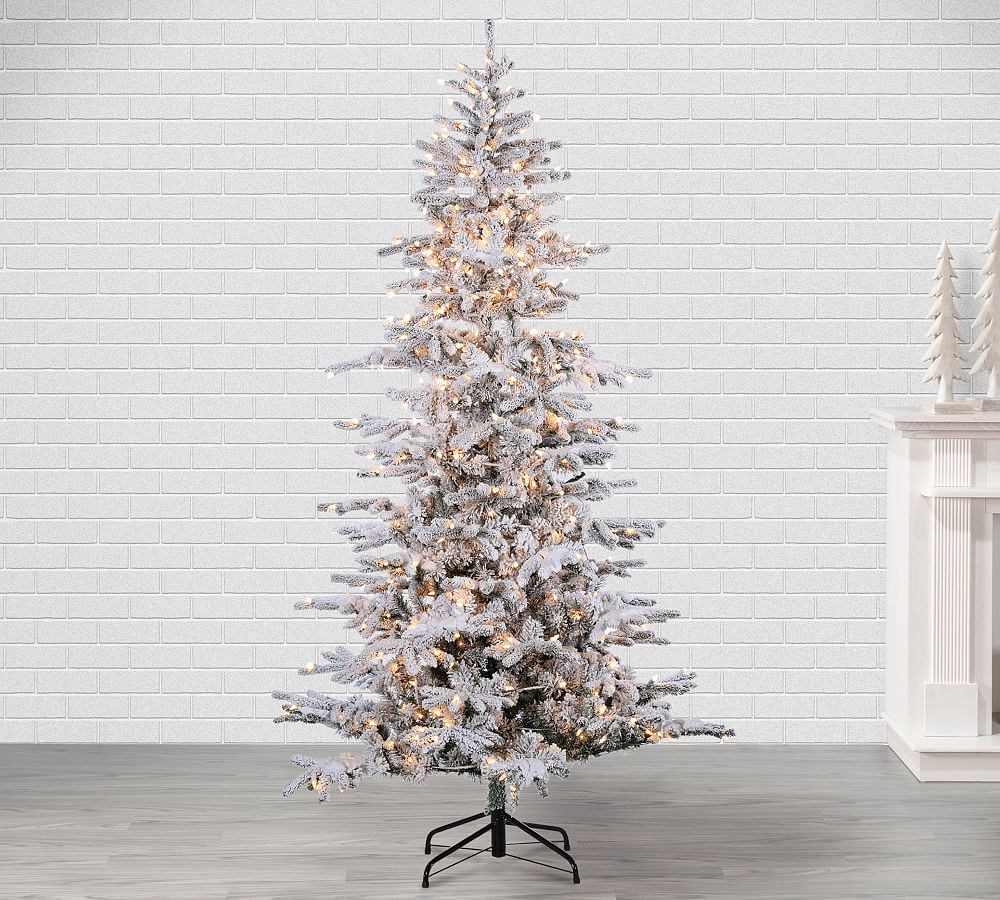 PreLit Flocked Cambridge Fir Faux Christmas Tree 7.5' Pottery Barn