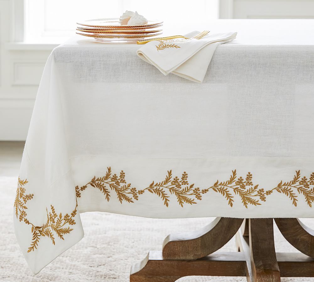 Monique Lhuillier Sienna Cotton/Linen Tablecloth Pottery Barn