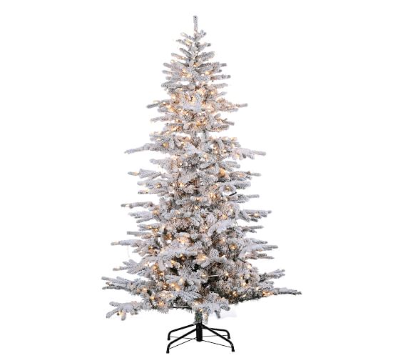 PreLit Flocked Cambridge Fir Faux Christmas Tree 7.5' Pottery Barn
