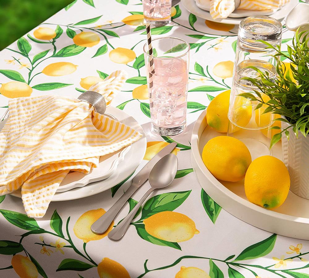 Lemon Outdoor Rectangular Tablecloth Pottery Barn
