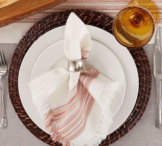 Striped Cotton Fringe Napkins Set of 6 Pottery Barn