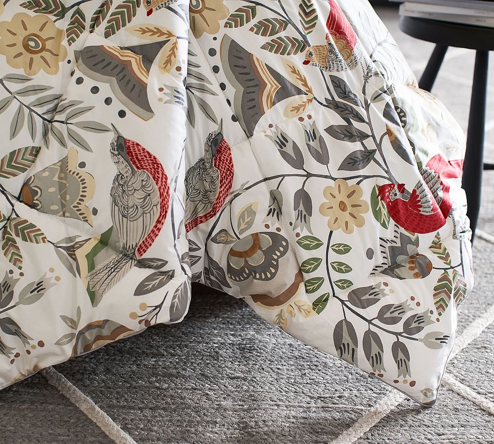 Jolly Bird Reversible Percale Comforter & Shams Pottery Barn