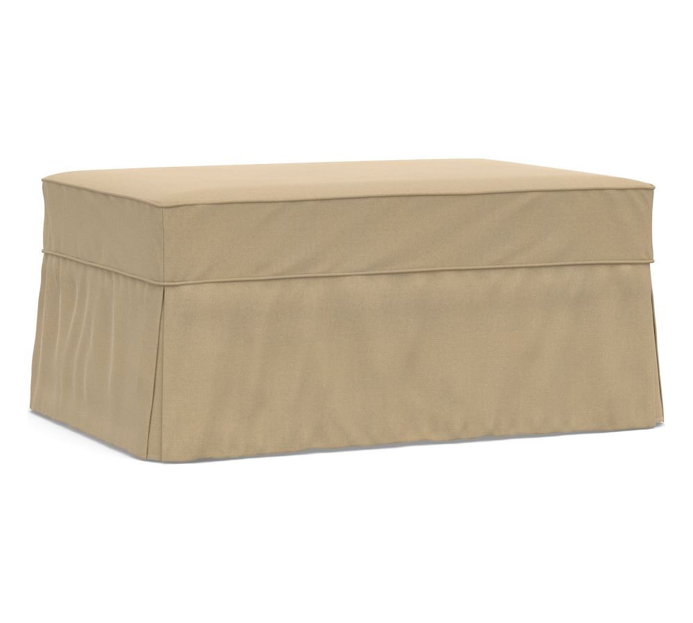 Charleston Ottoman Slipcover, Performance EverydaySuede™ Light Wheat