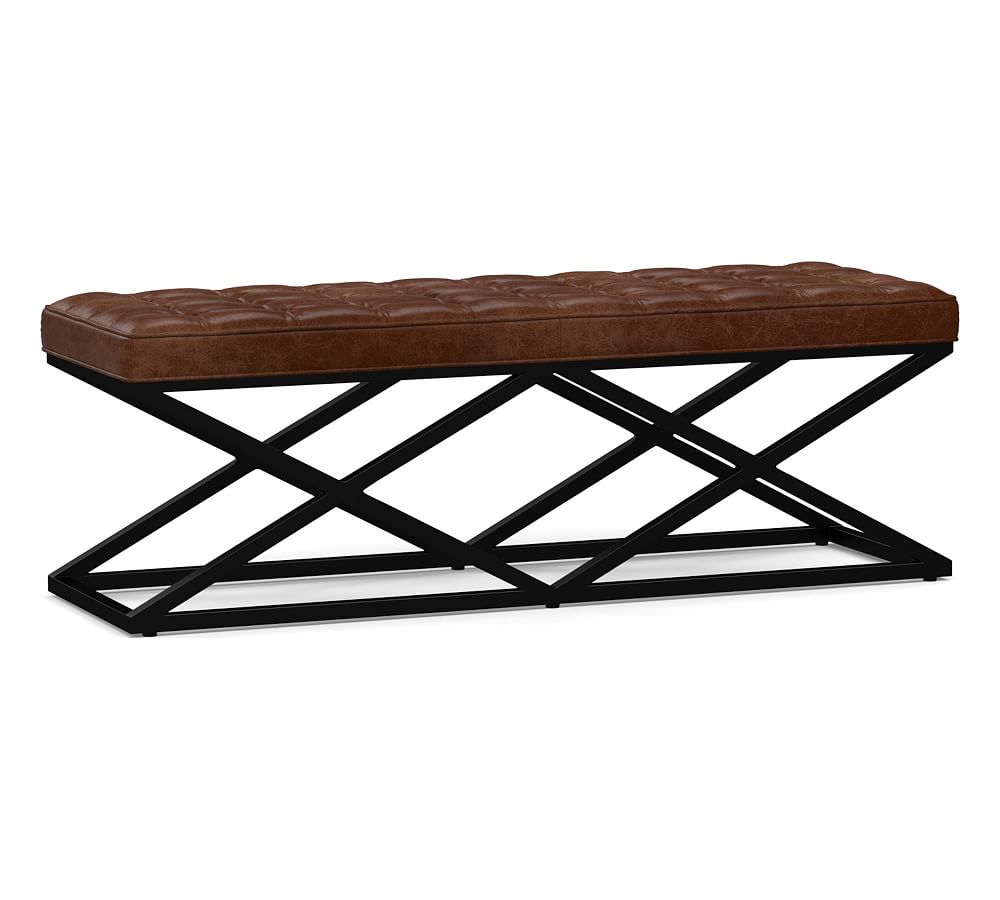 Kirkham Leather Bench Pottery Barn