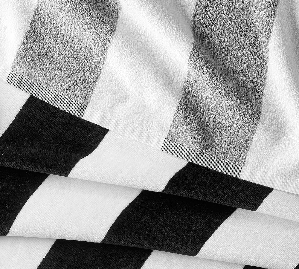 Reversible Awning Striped Beach Towel Black/Gray Pottery Barn
